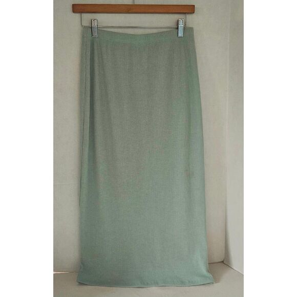 Reformation Long Ribbed /Eco Friendly / Light Blue Green Skirt Size M - Picture 1 of 3